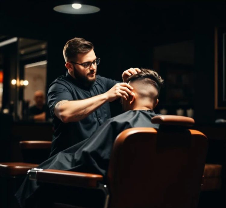 Barbero realizando un corte